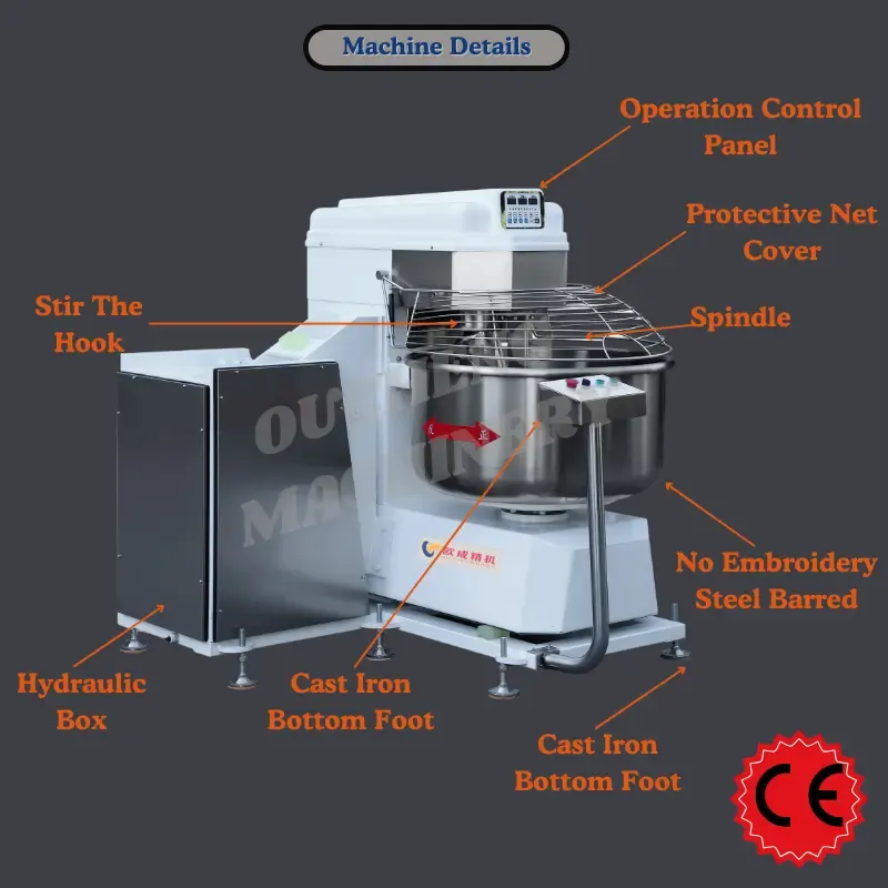 Electric Automatic Dough Mixer Turning Cylinder for Bakery and Restaurant - Rounding Machine - foodmachtech