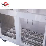Nouvelle version en acier inoxydable à 4 portes verticale verticale commerciale réfrigérateur à double température refroidi par air congélateur poignée - Stand - foodmachtech