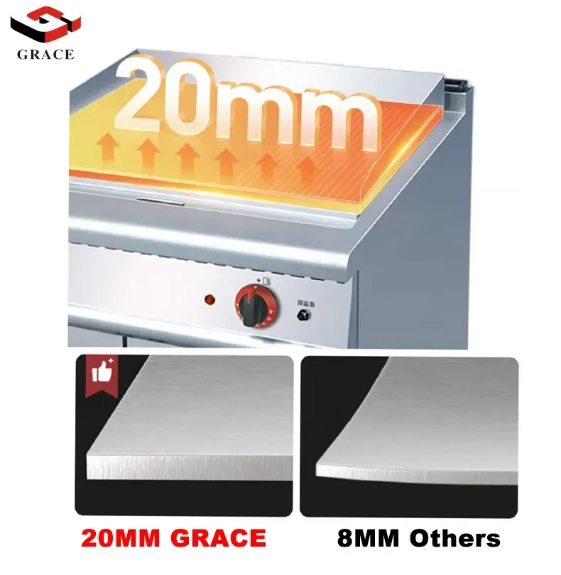 Grace Commercial Electric Stainless Steel Freestanding 1/3 Grooved BBQ Grills Gas Griddle with Cabinet - Oven - foodmachtech