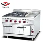 Commercial Standing Gas Range Stove 4 Burner with Flat Plate Grill Gas Ranges with Oven - Oven - foodmachtech