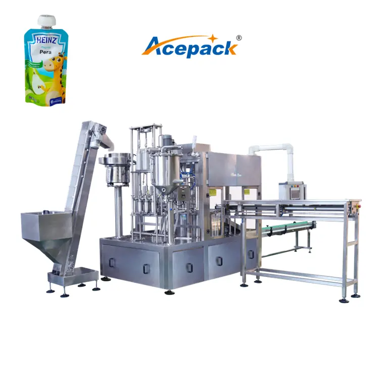 Juice Puree Baby Food Spout Pouch Filling Capping Machine for Beverage Chemical Shampoo Viscous Liquid Gear Engine Core Included