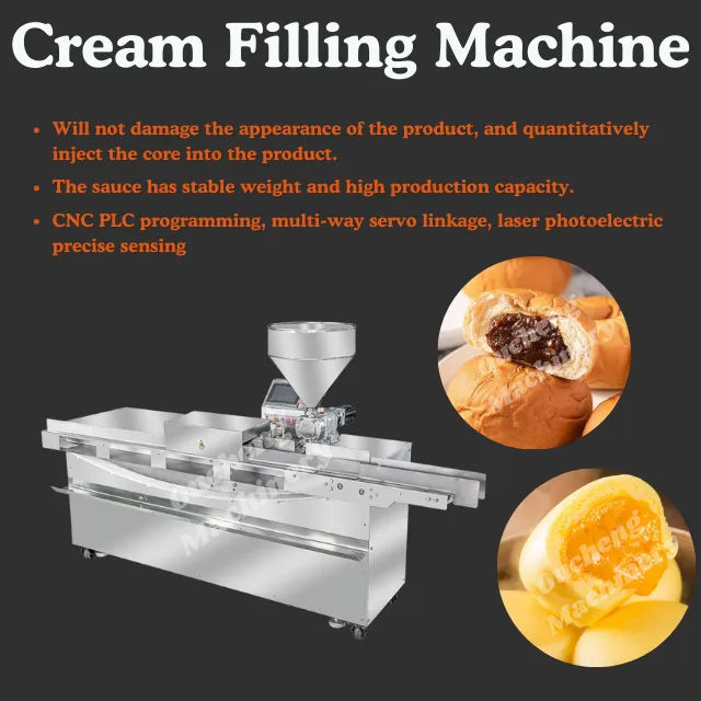 Automatic Cream Filling Machine for Bakery Commercial Custard Pastry Filling Equipment Stainless Steel Doughnut Biscuit Injector - Biscuit Stamping Machine - foodmachtech