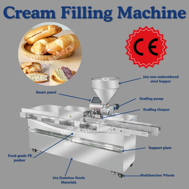 Automatic Cream Filling Machine for Bakery Commercial Custard Pastry Filling Equipment Stainless Steel Doughnut Biscuit Injector - Biscuit Stamping Machine - foodmachtech