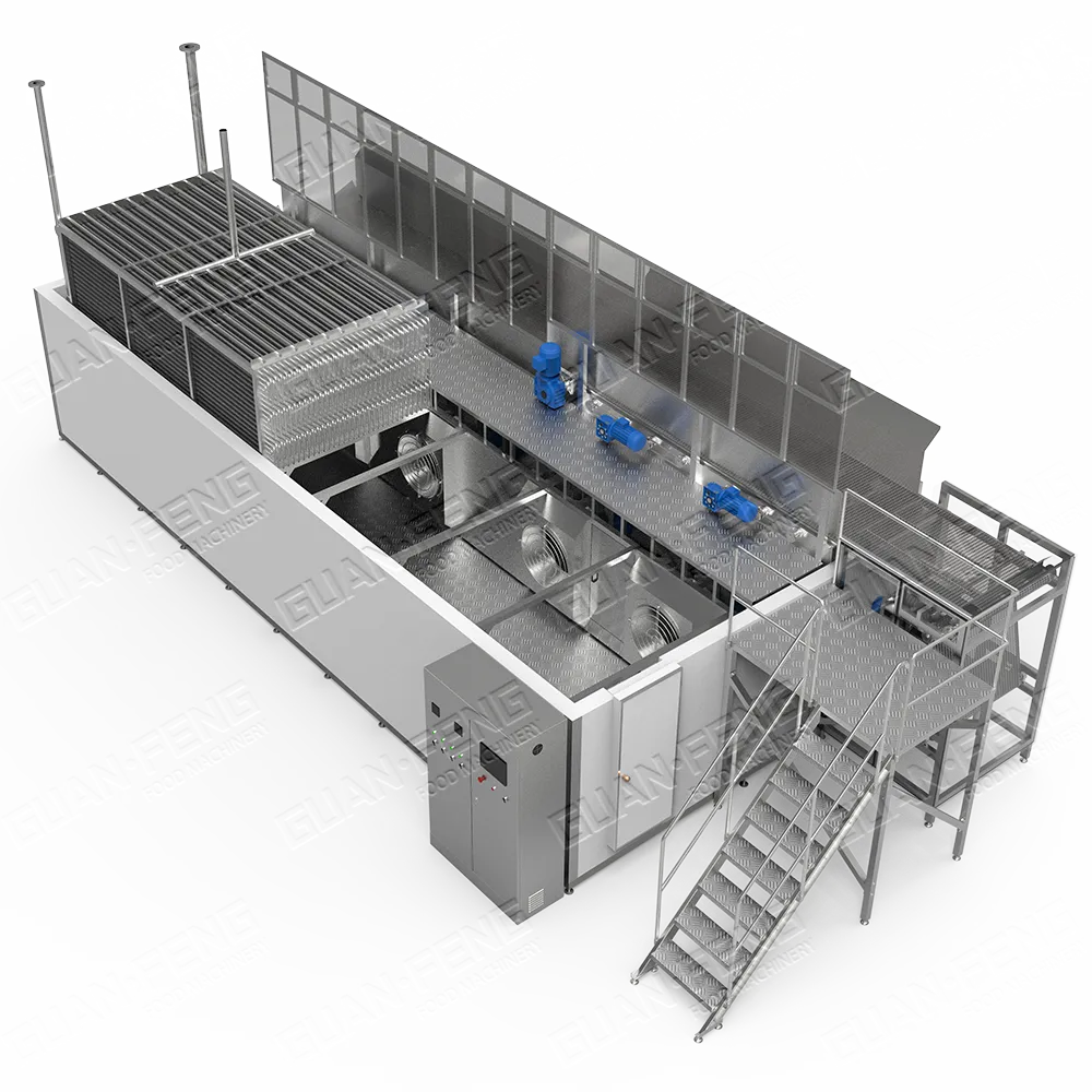 Linha de Processamento Congelado Automático IQF Vegetal Fruta Marisco Carne Congelador 1000 KG/H Congelamento de Alta Velocidade para Camarão - Congelador industrial - foodmachtech
