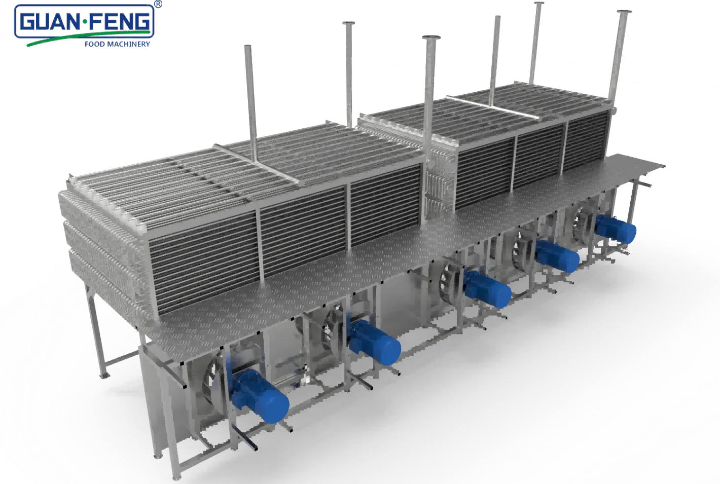 Linha de Processamento Congelado Automático IQF Vegetal Fruta Marisco Carne Congelador 1000 KG/H Congelamento de Alta Velocidade para Camarão - Congelador industrial - foodmachtech