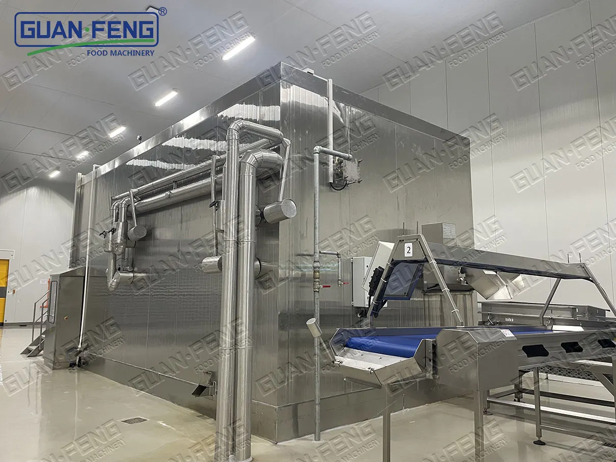 Linha de Processamento Congelado Automático IQF Vegetal Fruta Marisco Carne Congelador 1000 KG/H Congelamento de Alta Velocidade para Camarão - Congelador industrial - foodmachtech