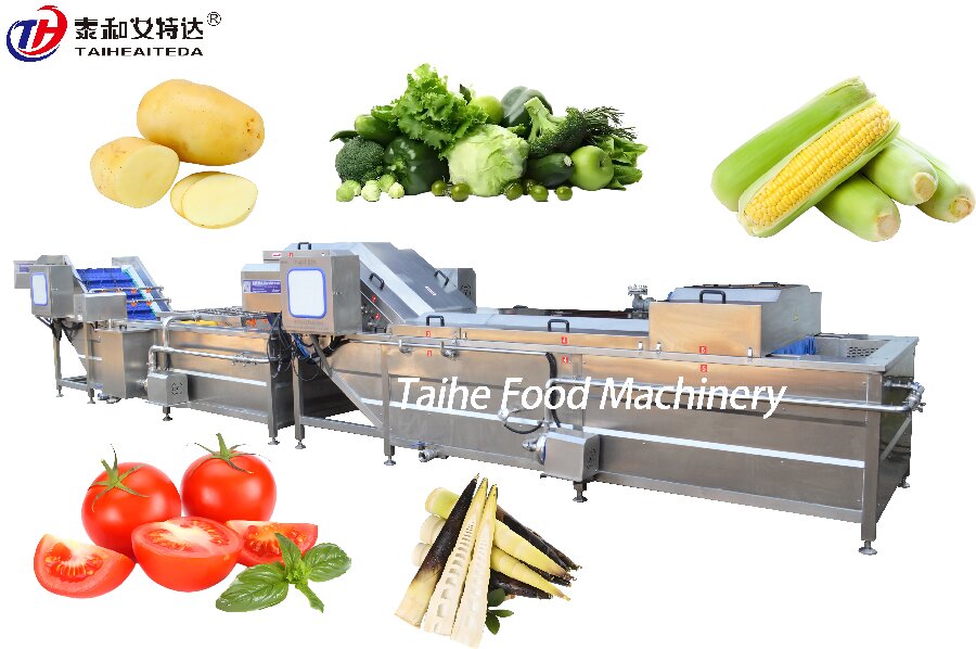 เครื่องทำผ้าห่มผักสำหรับเก็บสีและลวกในการแปรรูปผักและผลไม้