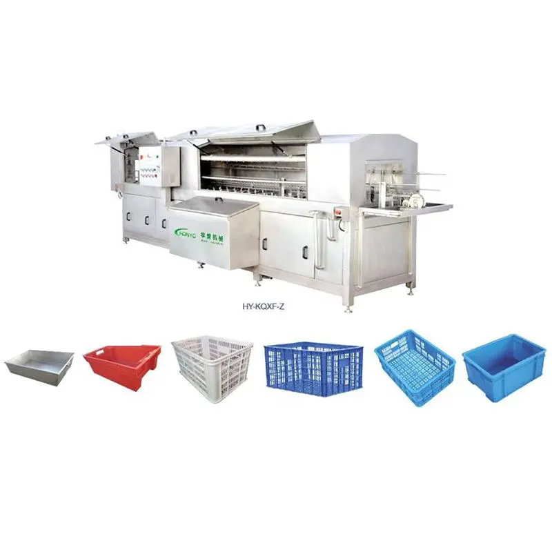 High Quality Industrial Cleaning Machine for Boxes Automatic Plastic Basket Crate Washing Machine - Washing Tunnel - foodmachtech