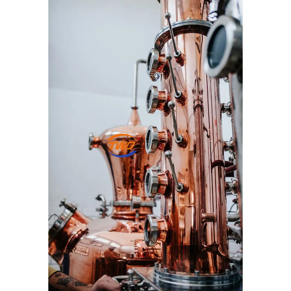 CE-zertifizierte Hochwertige Kupfertopf-Destillation maschine für die Whisky-Destillation | Kupfer brenner für den Heim-und Gewerbe gebrauch - Multi-Effekt-Destillation einheit - foodmachtech
