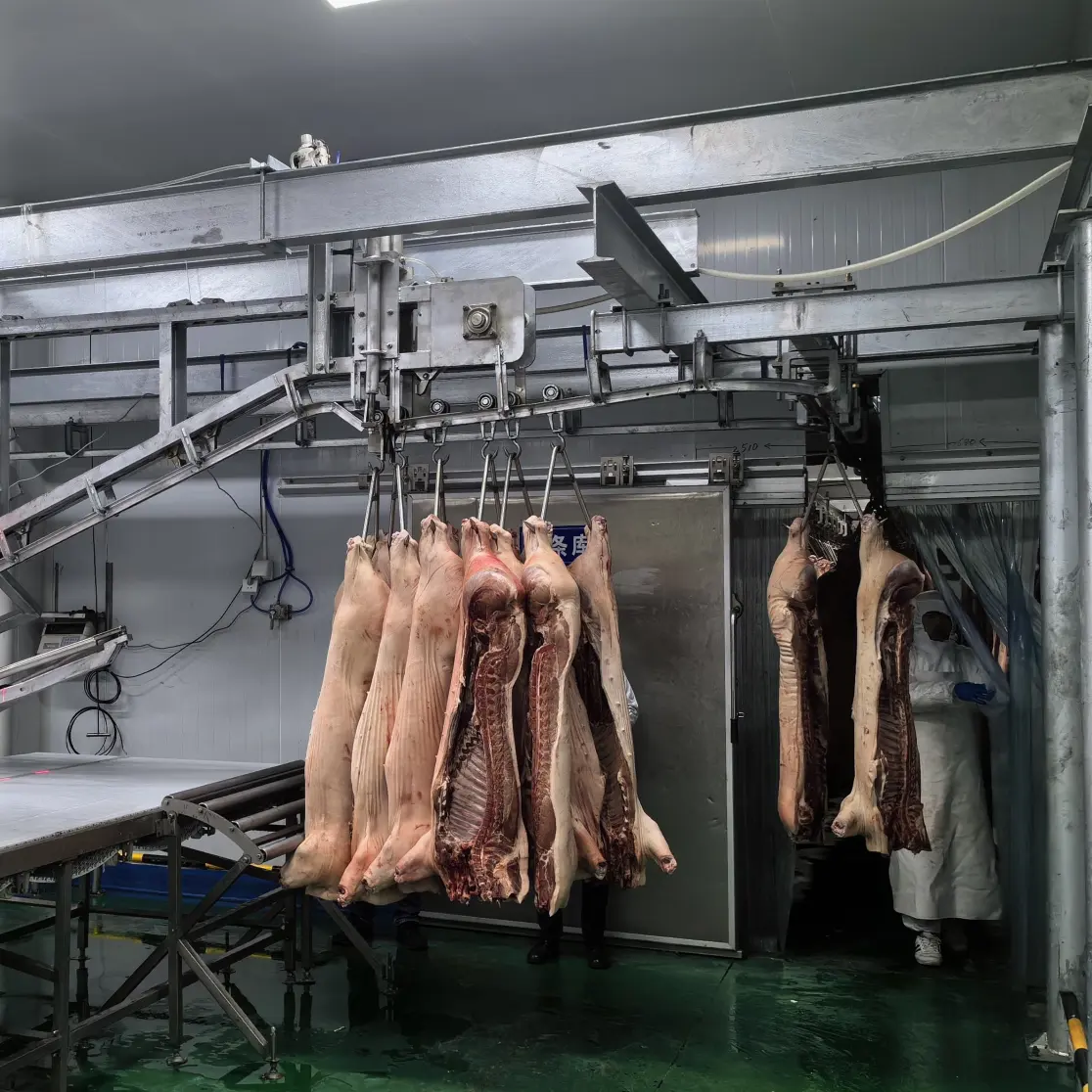 Línea completa moderna de la matanza para la máquina automática de la matanza del cerdo del ganado con el motor y el transporte de los componentes de la base - Línea de producción de sacrificio de cerdos - foodmachtech