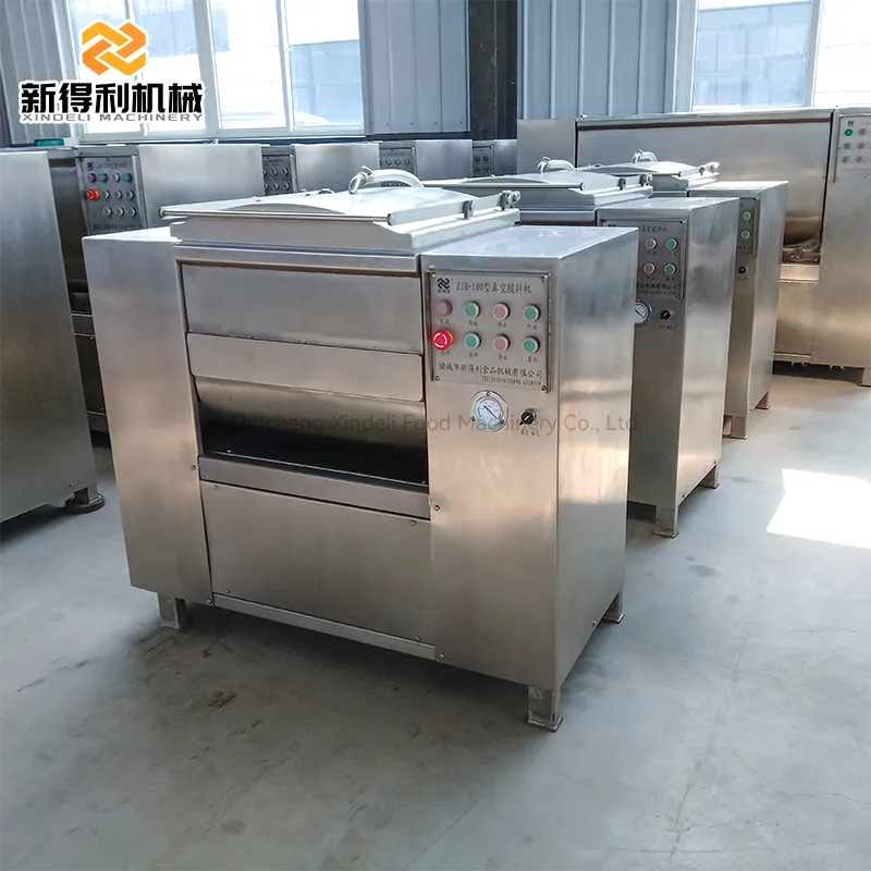 Customizable commercial fully automatic double-shaft vacuum mixer for making sausage and dumpling fillings model ZJB-100 - Meat Stuffing Mixer - foodmachtech