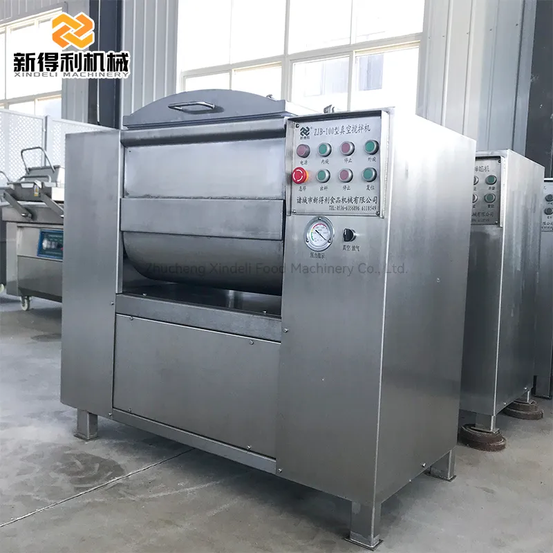 Customizable commercial fully automatic double-shaft vacuum mixer for making sausage and dumpling fillings model ZJB-100 - Meat Stuffing Mixer - foodmachtech