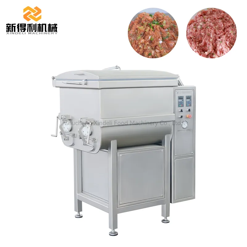 Customizable stainless steel fully automatic vertical vacuum mixer for meat and vegetable fillings model ZJB-350 - Meat Stuffing Mixer - foodmachtech