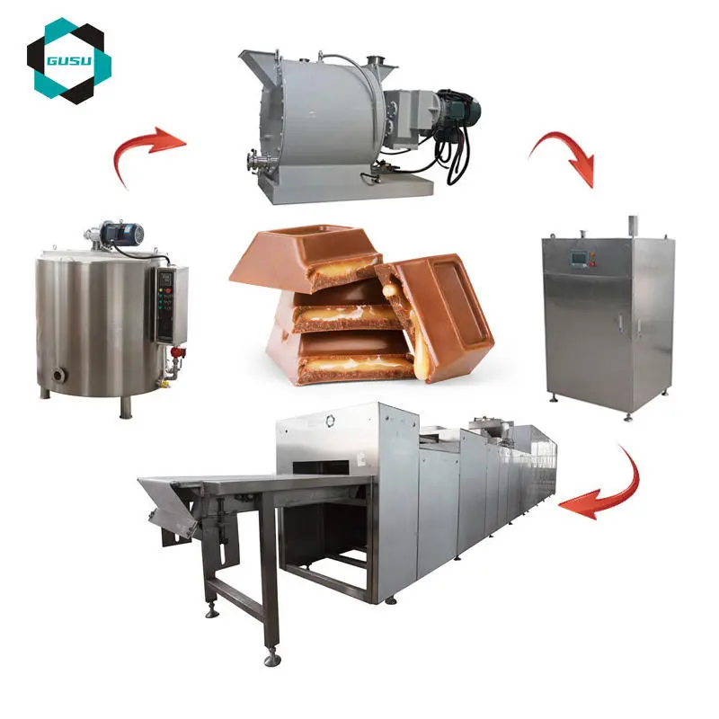 GUSU Máquina Automática Chocolate Chocolate Depositing Line - Linha De Produção De Moldagem De Bloco De Chocolate - foodmachtech