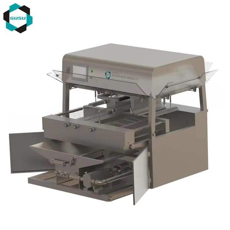 GUSU New Automatic Chocolate Enrobing Linha Chocolate Enrober com Túnel de Refrigeração para Nozes e Frutas - Máquina revestimento chocolate - foodmachtech