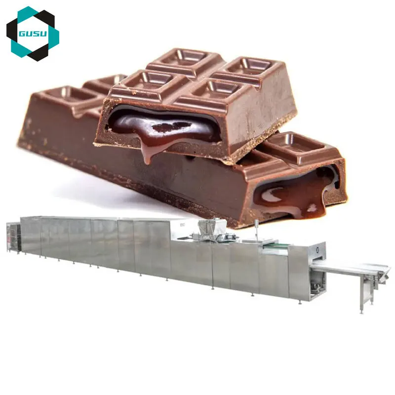 GUSU Automatic Chocolate Moulding Line Chocolate Making Machine para Chocolate Diferente - Linha De Produção De Moldagem De Bloco De Chocolate - foodmachtech