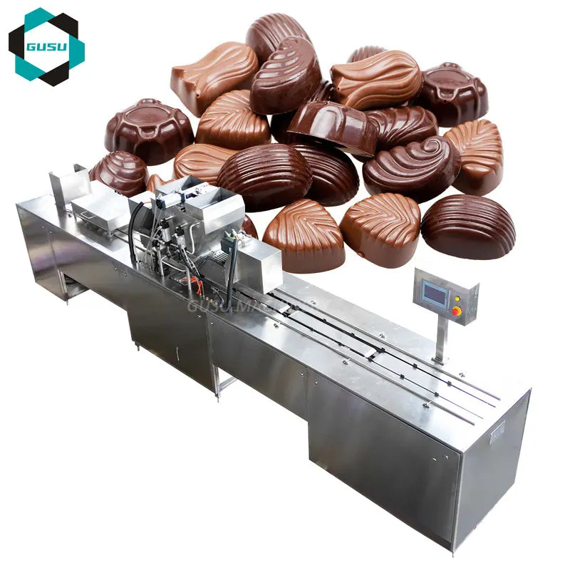 GUSU Nova Condição Máquina De Moldagem De Chocolate Linha De Produção De Barra De Chocolate Máquina De Fazer Chocolate - Linha De Produção De Moldagem De Bloco De Chocolate - foodmachtech