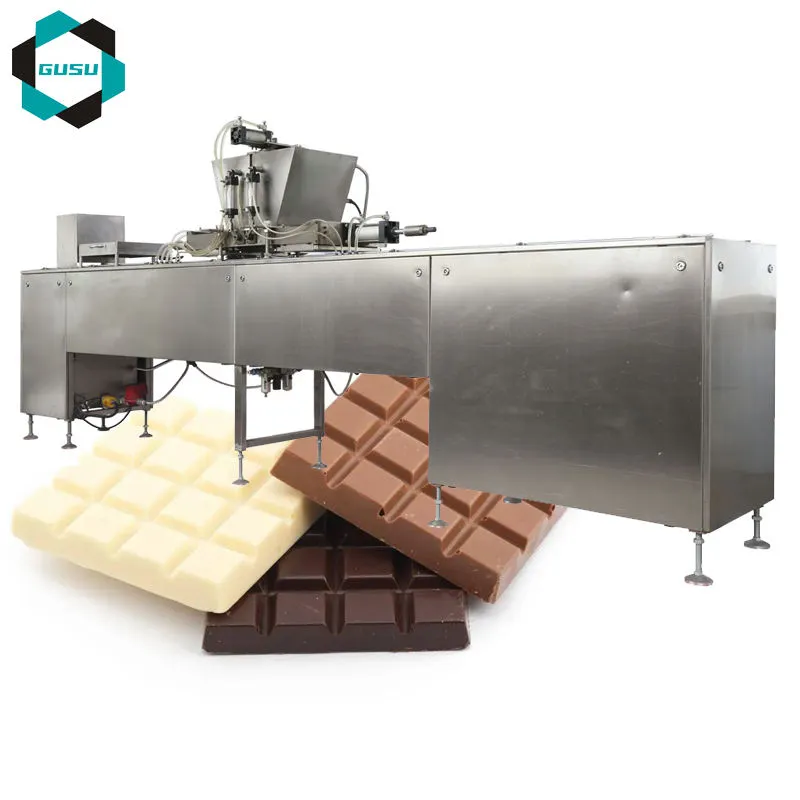 GUSU Chocolate Depositing Moulding Line für zwei Farben und Mitte Füll schokolade - Produktions linie für Schokoladen block formen - foodmachtech
