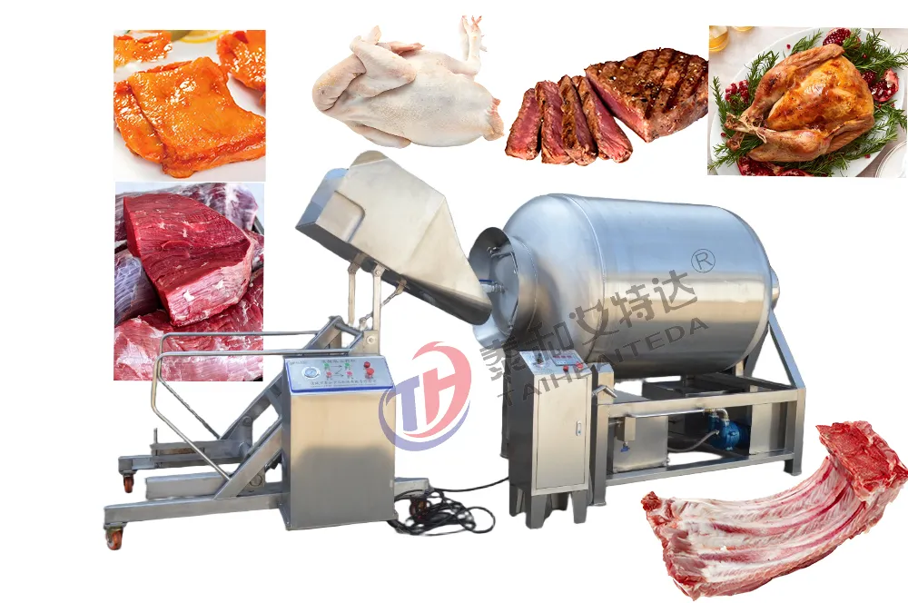 Improved feeding vacuum roller machine for rapid marination and flavor infusion of chicken - Tumbler - foodmachtech