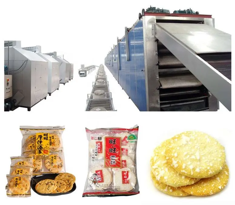 Máquina crujiente automática de la hornada de la galleta del arroz/galleta del arroz de la nieve que hace la cadena de producción máquina de producción para la pequeña empresa - Máquina de estampado de galletas - foodmachtech