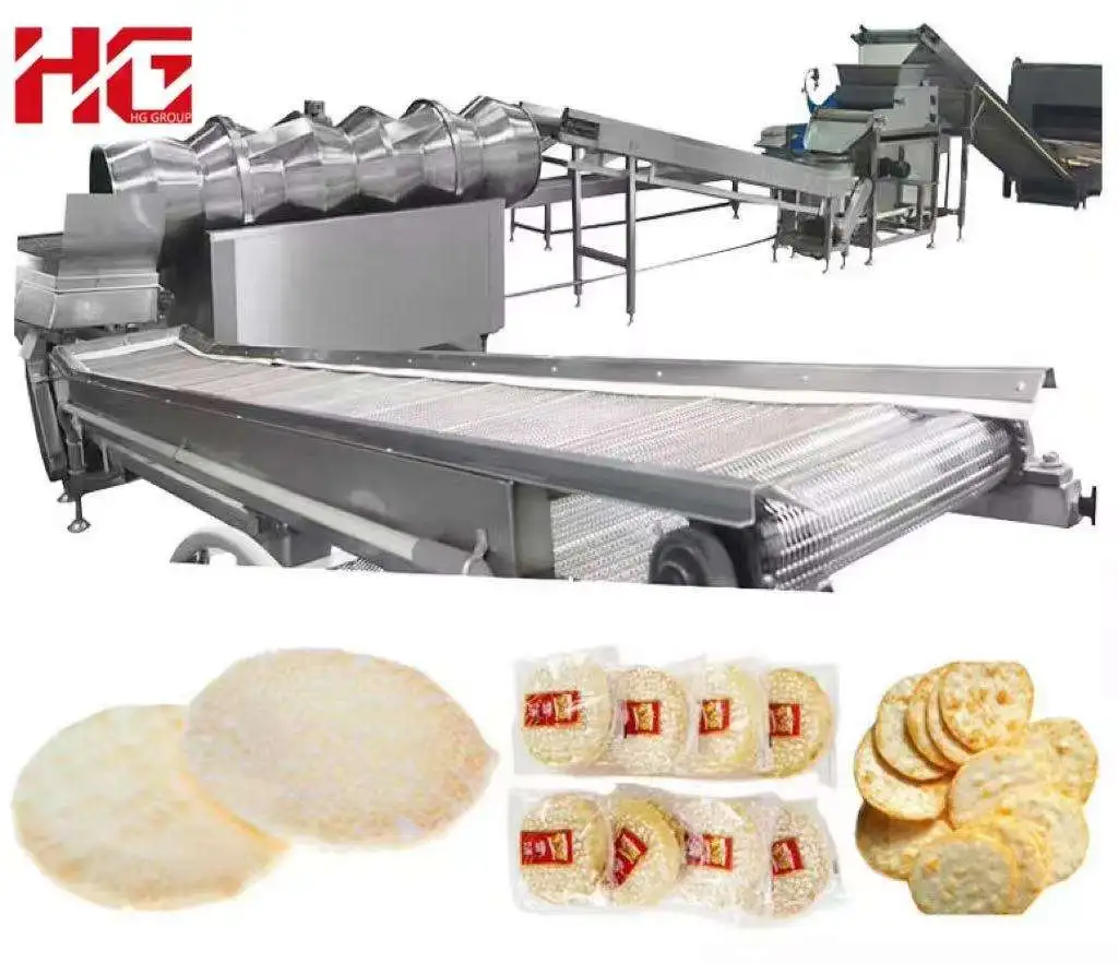 Máquina crujiente automática de la hornada de la galleta del arroz/galleta del arroz de la nieve que hace la cadena de producción máquina de producción para la pequeña empresa - Máquina de estampado de galletas - foodmachtech