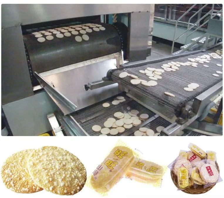 Máquina crujiente automática de la hornada de la galleta del arroz/galleta del arroz de la nieve que hace la cadena de producción máquina de producción para la pequeña empresa - Máquina de estampado de galletas - foodmachtech
