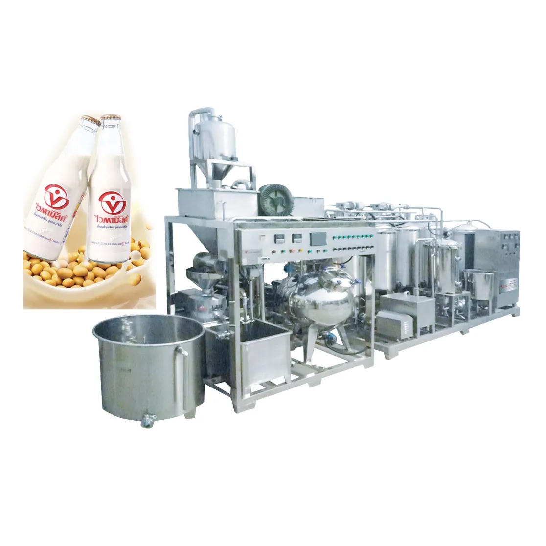 Máy làm sữa đậu nành bằng thép không gỉ thương mại tự động dây chuyền sản xuất sữa đậu nành - Máy mài - foodmachtech