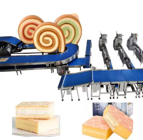 Línea de producción de pastel de capa de rollo suizo automático completo