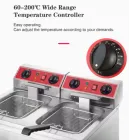 10L Electric Fryer Commercial Tabletop with Timer and Oil Drain Tap Potato Chips Deep Fryer with 2 Tanks 2 Baskets - Deep Fryer - foodmachtech