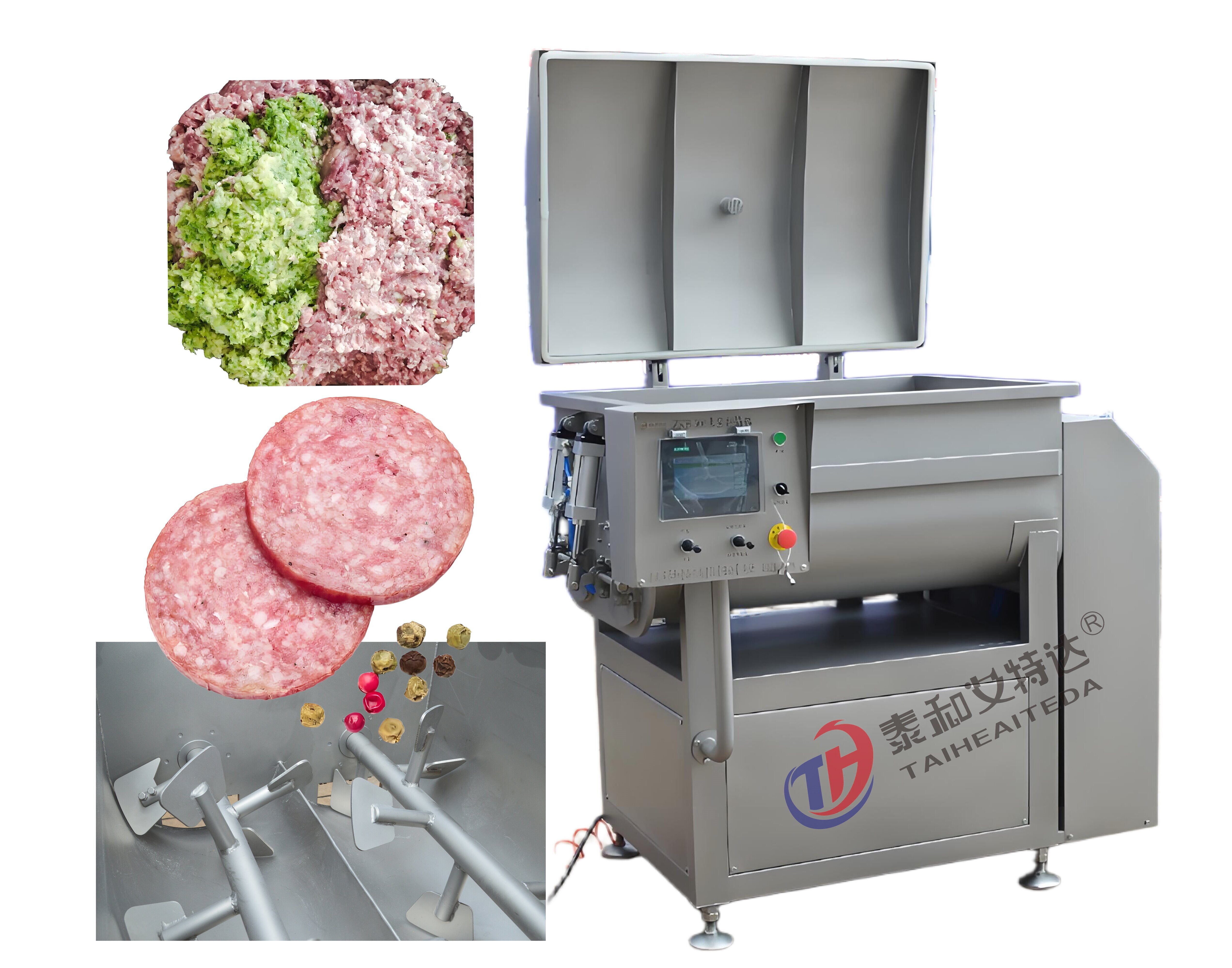 เครื่องผสมสูญญากาศแนวนอนลูกชิ้นไส้กรอกเกี๊ยวแฮมเบอร์เกอร์บรรจุผสมที่มีคุณภาพสูง