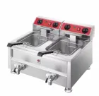 10L Electric Fryer Commercial Tabletop with Timer and Oil Drain Tap Potato Chips Deep Fryer with 2 Tanks 2 Baskets - Deep Fryer - foodmachtech