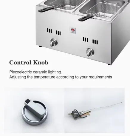 10L Commercial Desktop Deep Fryer Multifunctional Gas Fryer with 2 Tanks & Baskets for Potato Chips for Restaurants Hotels New - Deep Fryer - foodmachtech