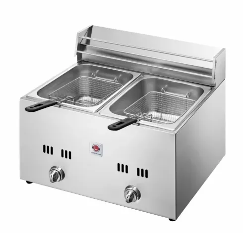 10L Commercial Desktop Deep Fryer Multifunctional Gas Fryer with 2 Tanks & Baskets for Potato Chips for Restaurants Hotels New - Deep Fryer - foodmachtech