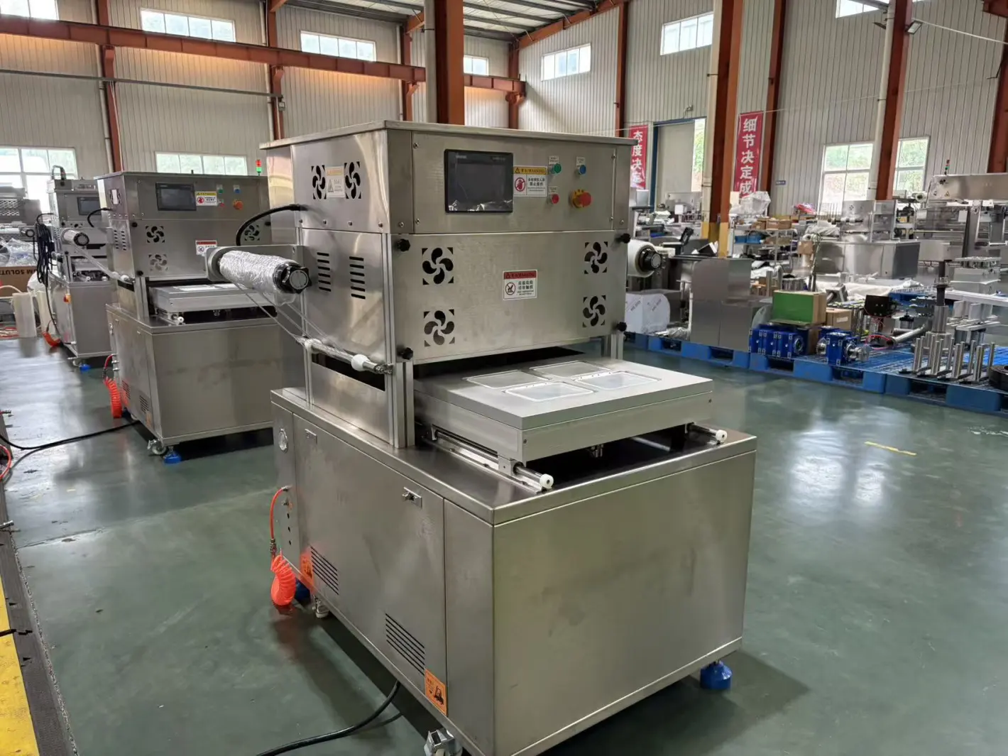 Empaquetadora semiautomática GYT-410 de la piel del vacío del solo molde para el bolso afortunado de las cuerdas de los pescados y el embalaje chino del yam - Máquina de envasado - foodmachtech