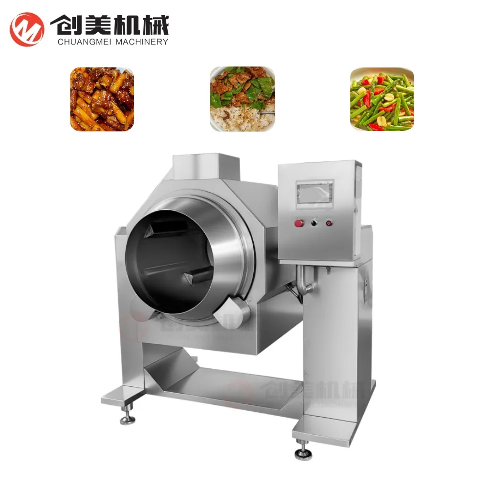 High Quality Electric Vegetables Restaurant Automatic Cooking Stir Fry Rice Drum Cooking Machine - Wok - foodmachtech