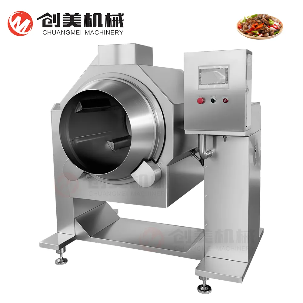 Big Capacity Automatic Intelligent Stir Fry Drum Cooking Mixer Machine - Wok - foodmachtech