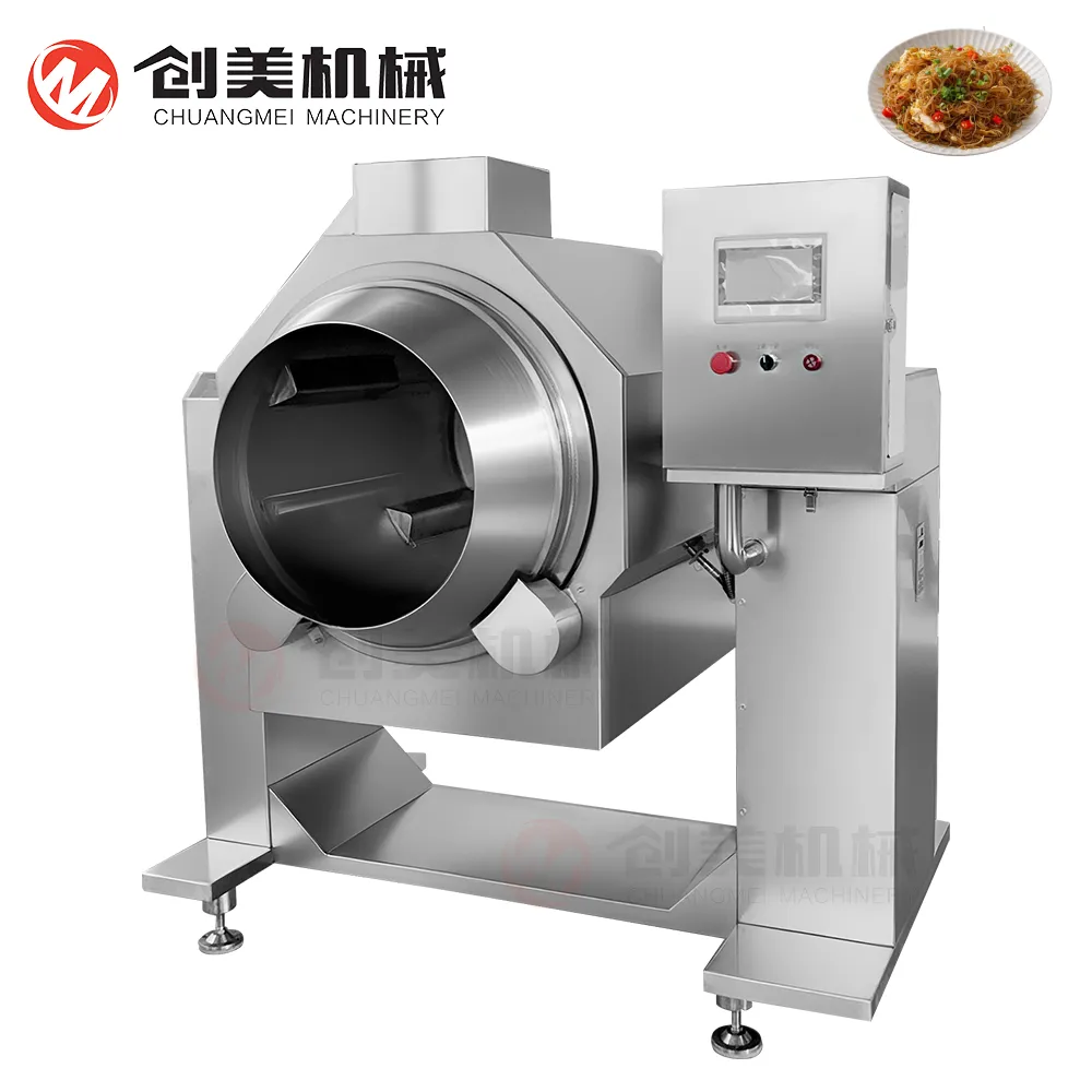 Save Labor Cost Large Capacity Commercial Intelligent Drum Cooking Machine Non Stick Wok Vegetables Cooking Robot Machine - Wok - foodmachtech
