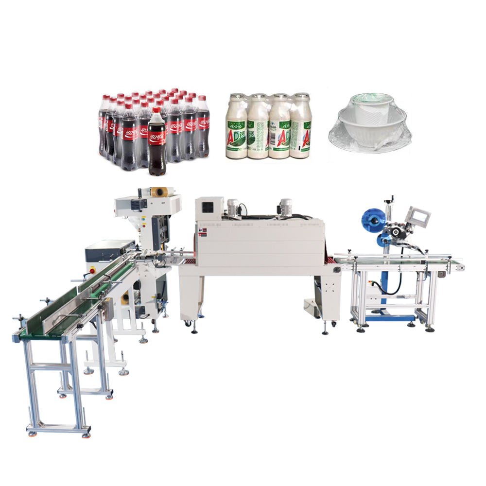Fully automatic packaging machine with sealing, packing and shrinking functions