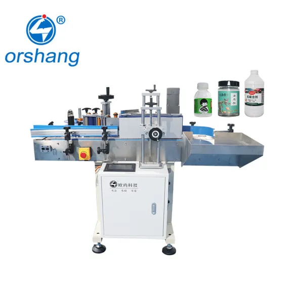 Orshang High-Efficiency Automatic Self-Adhesive Sticker Application Machine for Food Plastic Bottles Jars Packaging Wood Case Mo