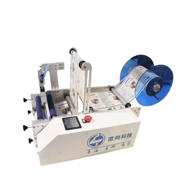 Orshang High Quality Semi-automatic Glass Round Bottle Small Tube Bottle Label Applicator Machine Water Bottle Labeling Machine