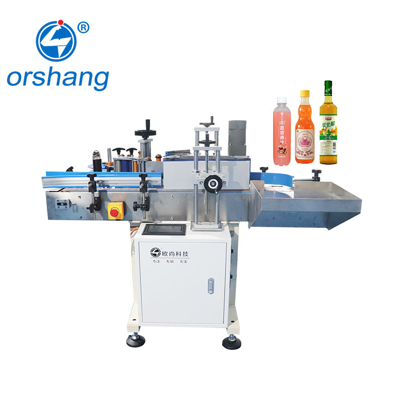 Orshang เครื่องติดฉลากขวดอัตโนมัติที่มีประสิทธิภาพสูงการประยุกต์ใช้สติกเกอร์ติดด้วยตนเองขวดพลาสติกกรณีไม้มอเตอร์ PLC
