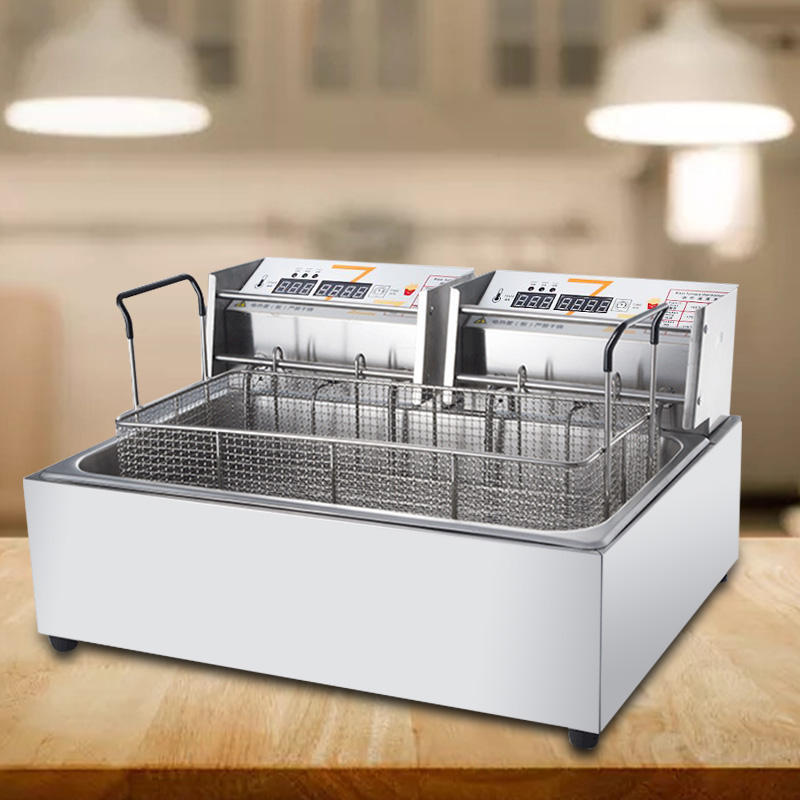 シングルタンク電気ディープフライヤーマシンフライドポテトチキンフライヤーステンレス鋼ケータリング装置