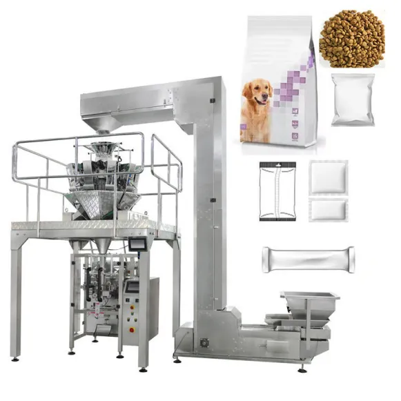 Máquina de envasado de sellado y mantenimiento fresco de llenado automático de bolsas verticales para 1kg de comida húmeda cruda para gatos y perros
