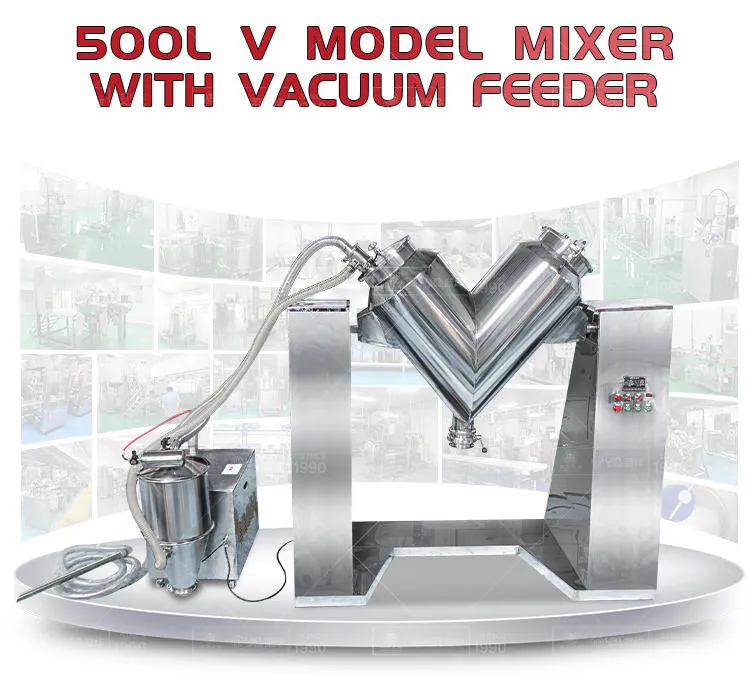 좋은 가격 컨베이어 500l 조미료 Powder 믹서 v 유형 혼합 기계 진공 피더 블렌더 기계 - 믹서 - foodmachtech