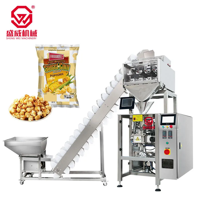 Voll automatische VFFS-Wiege-und Verpackungs maschine für Kaffee futter Bananen Süßigkeiten snacks und stickstoff verpackte Körner - Stickstoff gefüllte Verpackungs ausrüstung - foodmachtech