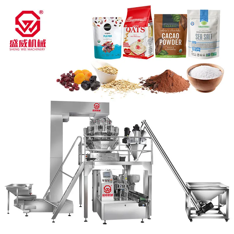 Multihead weigher Auger FILLER Combo บรรจุข้าวโอ๊ตนมผงผสมเม็ดซิปกระเป๋า doypack กระเป๋าเครื่องบรรจุภัณฑ์ - ระบบผสมแก๊สแผนที่ - foodmachtech