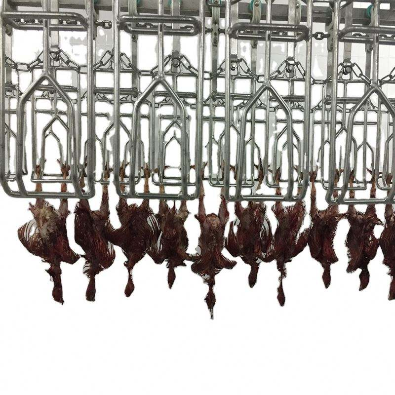 สายการฆ่าไก่ระบบสายพานสแตนเลสแบบอัตโนมัติพร้อมมอเตอร์สำหรับการแปรรูปสัตว์ปีกความจุ200-12000BPH