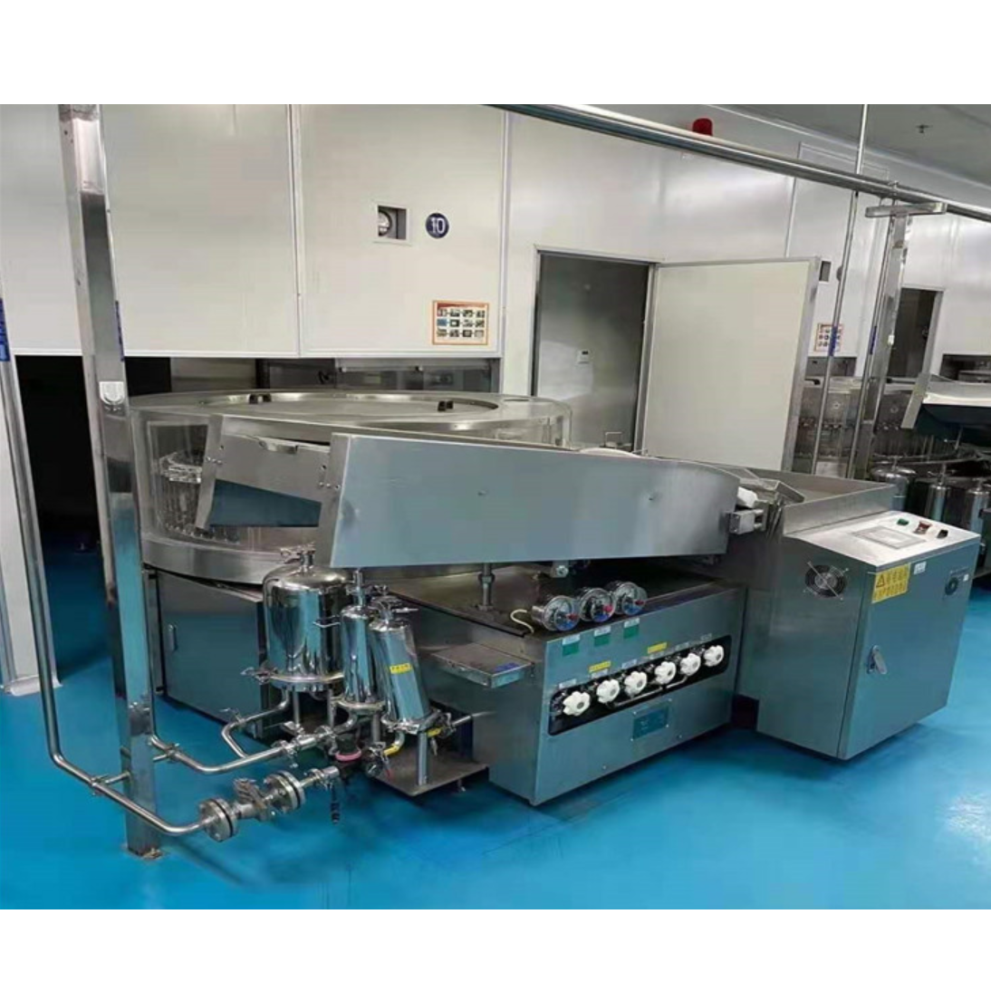 Máquina de limpieza de botellas de vidrio rotativa de limpieza ultrasónica profunda línea de producción