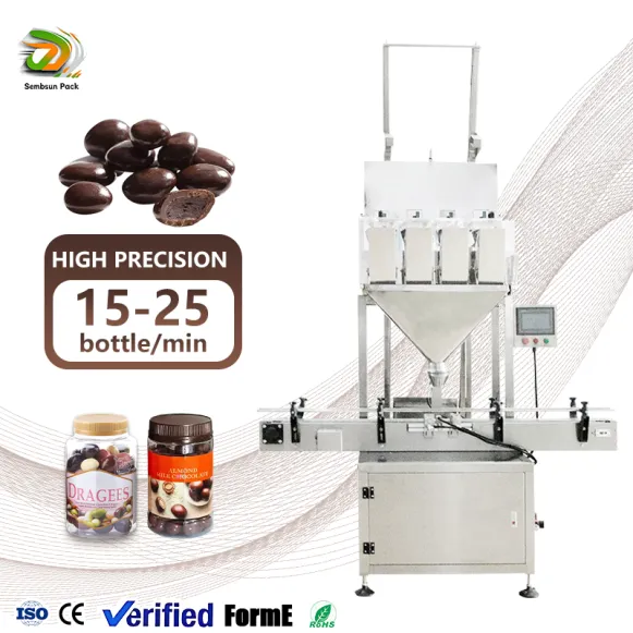 High Quality Automatic Can Coffee Bean Rice Chocolate Sugar Granule Dispensing Weighing Filling Machine
