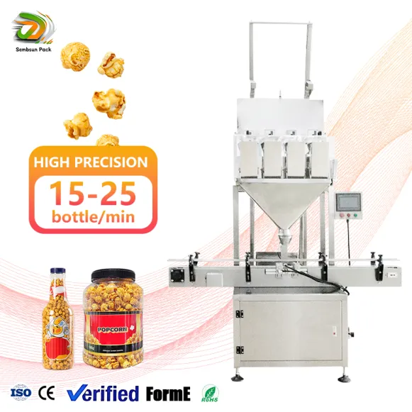Automatic Filling Machines Puffed Food Popcorn Potato Chips Filling and Packing Snack Packaging Machine